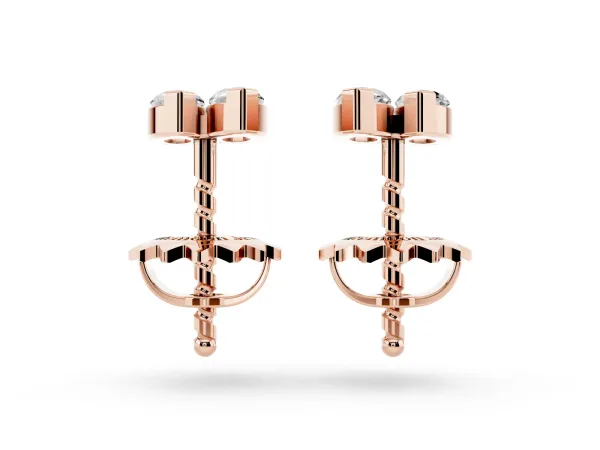 Marquise Diamond Two Stone Stud Earrings Rose gold