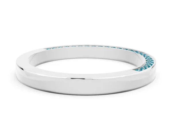Pavé Round Blue Topaz Channel Set Band Platinum