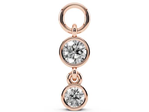 Round Diamond Double Drop Huggie Charm Rose gold