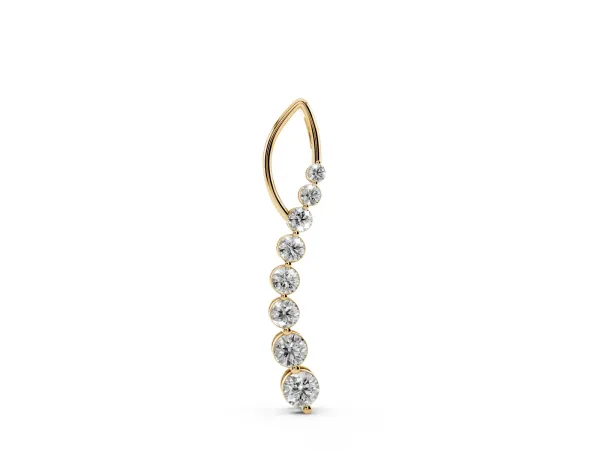 Round Diamond Channel Set Vertical Bar Pendant Yellow gold