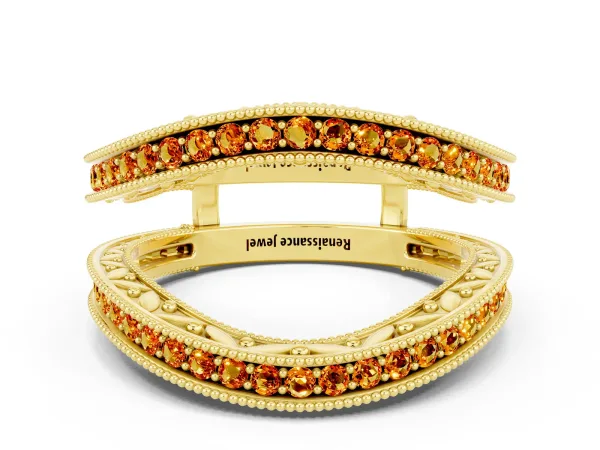 Round Citrine Milgrain Eternity Band with Channel Setting Yellow gold