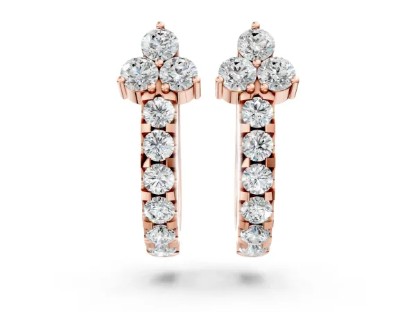 Round Cut Diamond Pavé Huggie Hoop Earrings Rose gold