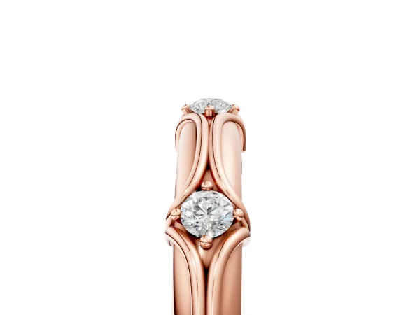 Round Diamond Prong Set Milgrain Eternity Band Rose gold
