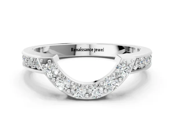 U-Shaped Pavé Round Diamond Contour Band with Shared Prong Setting Platinum
