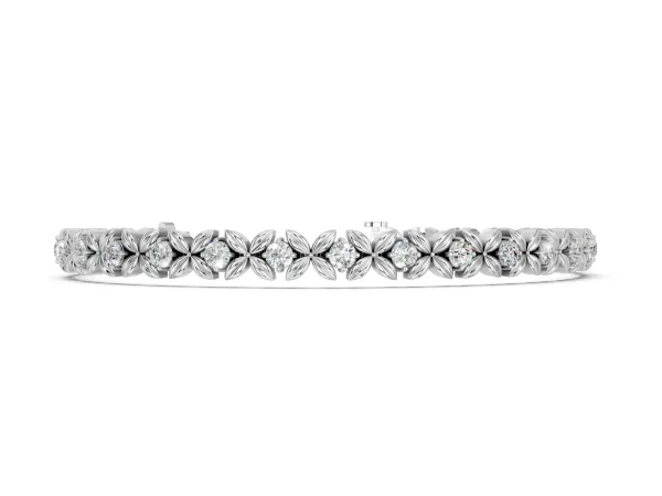 Round Diamond XOXO Tennis Bracelet with Four-Prong Setting White gold
