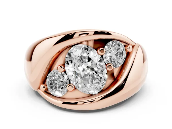 Channel Set Oval Cut Diamond Crossover Band Rose gold