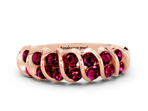 Channel Set Round Garnet Multi-Row Band Rose gold