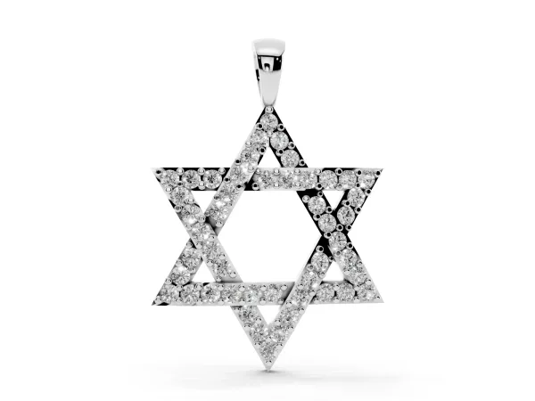 Pavé Round Diamond Star Pendant with Four-Prong Setting Silver