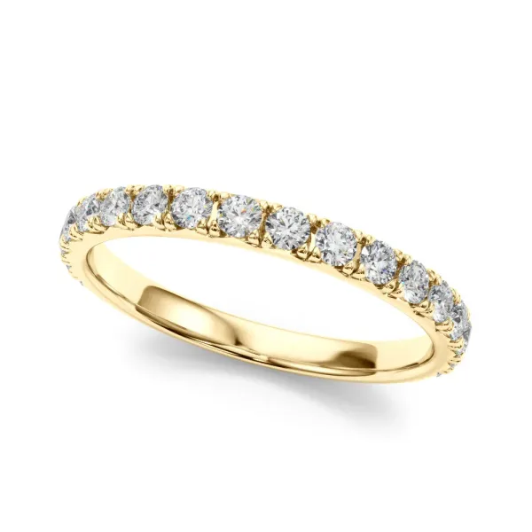 Round Cut Diamond Eternity Band with Shared Prong Setting Yellow gold