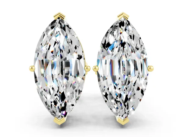 Marquise Cut Moissanite Stud Earrings Yellow gold