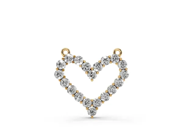 Prong-Set Round Diamond Heart Pendant Yellow gold