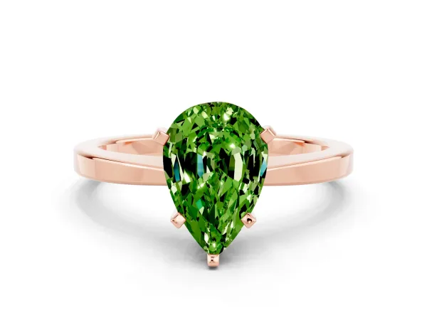 Pear Cut Peridot Solitaire Engagement Ring with Classic Band and Four-Prong Setting Rose gold