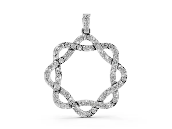 Round Diamond Pavé Infinity Pendant with Prong Setting White gold