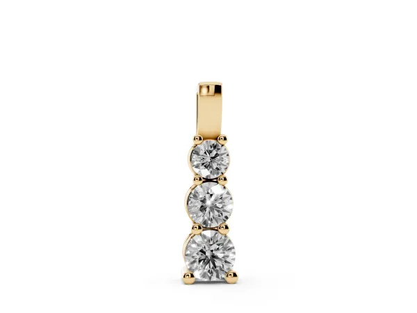 Round Diamond Vertical Prong Pendant Yellow gold