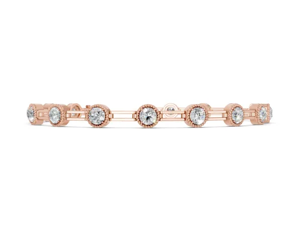 Round Bezel-Set Diamond Tennis Bracelet with Open Link Band Rose gold