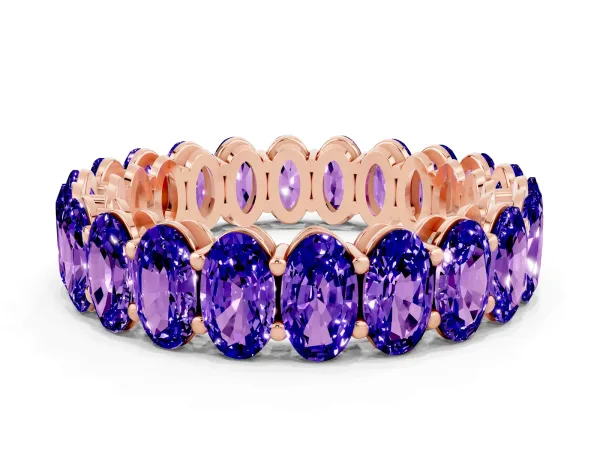 Oval Cut Tanzanite Eternity Band with Shared Prong Setting Rose gold
