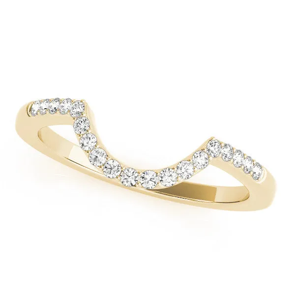Pavé Round Diamond Contour Band with Prong Setting Yellow gold