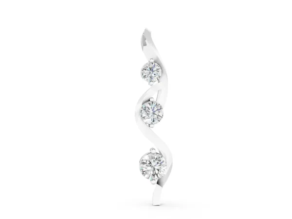 Three-Stone Round Prong-Set Swirl Pendant Silver
