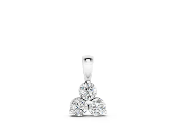 Triangular Cluster Round Diamond Prong Pendant Silver