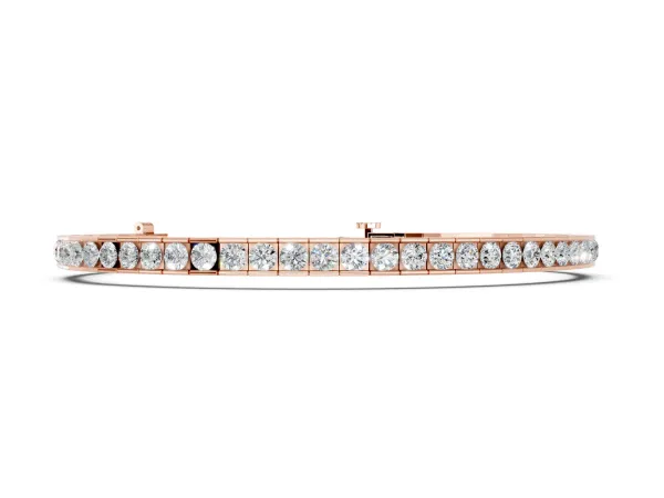 Round Diamond Channel-Set Tennis Bracelet with Box Clasp Rose gold