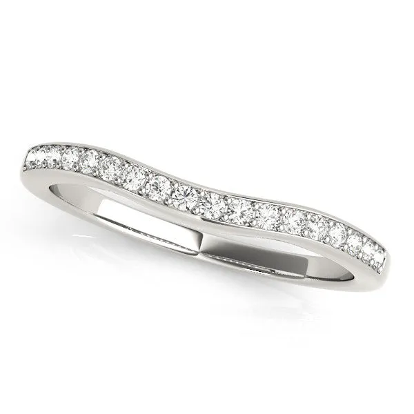 Curved Round Diamond Band with Pavé Setting Platinum
