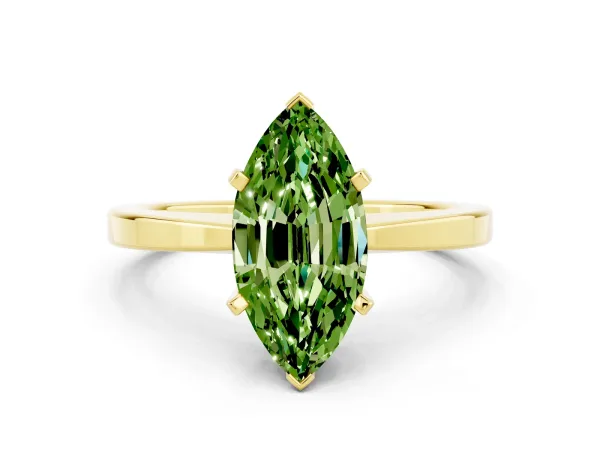 Marquise Cut Peridot Solitaire Engagement Ring with Classic Band and Four-Prong Setting Yellow gold