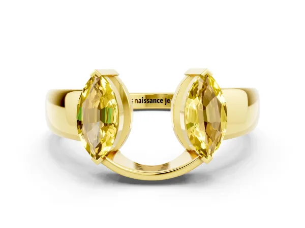 Marquise Yellow Sapphire Open Band Ring with Tension Setting Yellow gold