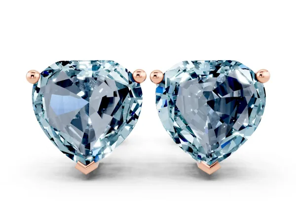 Heart Cut Aquamarine Stud Earrings Rose gold