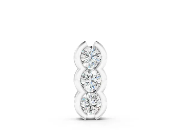 Three Stone Round Diamond Shared Prong Pendant Silver