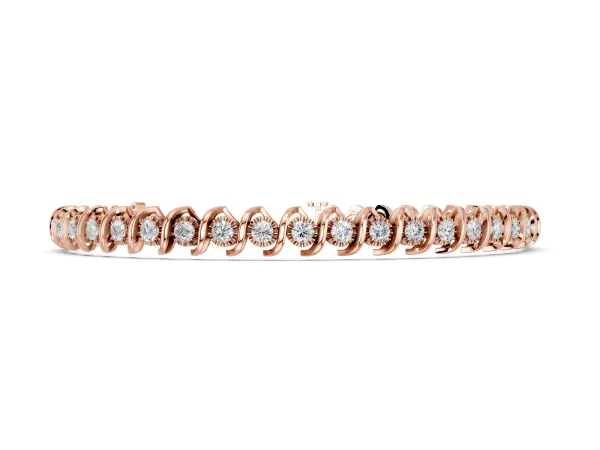 Round Diamond Spiral Prong Tennis Bracelet Rose gold