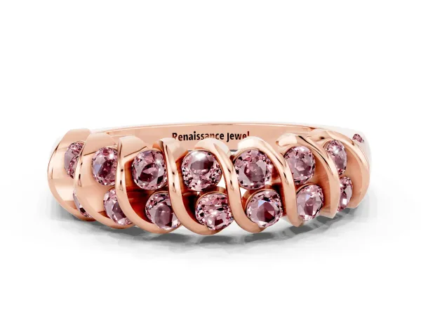 Channel Set Round Morganite Multi-Row Band Rose gold