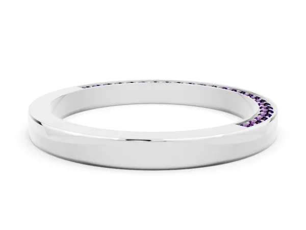 Pavé Round Amethyst Channel Set Band Platinum