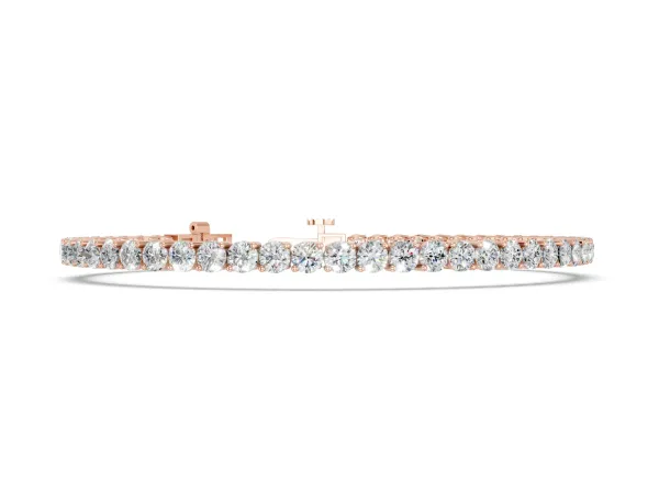 Round Diamond Tennis Bracelet with Prong Setting and Box Clasp Rose gold