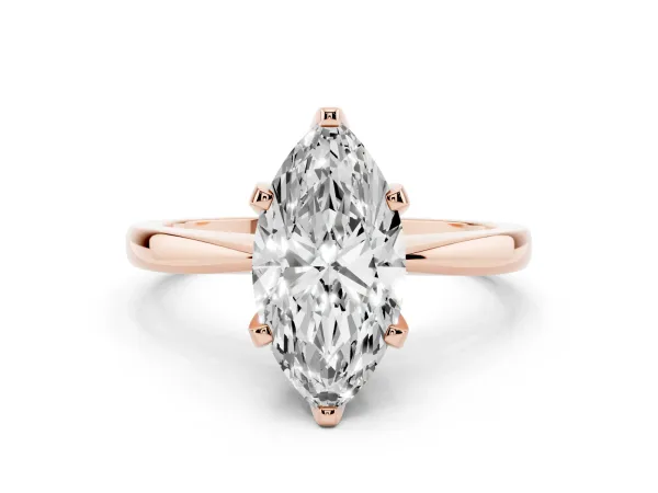 Marquise Cut Solitaire Engagement Ring with Six-Prong Setting and Tapered Band Rose gold