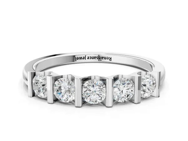 Channel-Set Round Diamond Five-Stone Band White gold