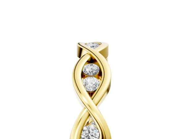 Round Diamond Twist Eternity Band with Bezel Setting Yellow gold
