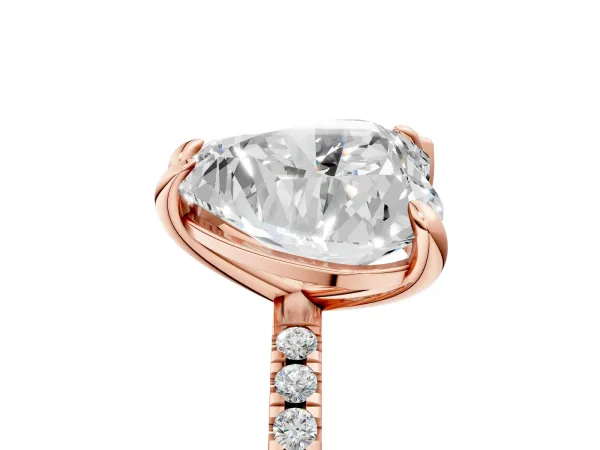Pear and Heart Toi Moi Ring with Prong Setting and Pave Band Rose gold