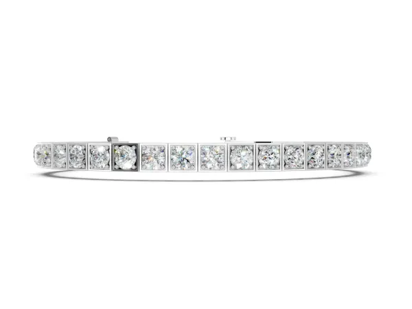 Channel Set Round Diamond Tennis Bracelet with Four-Prong Setting White gold