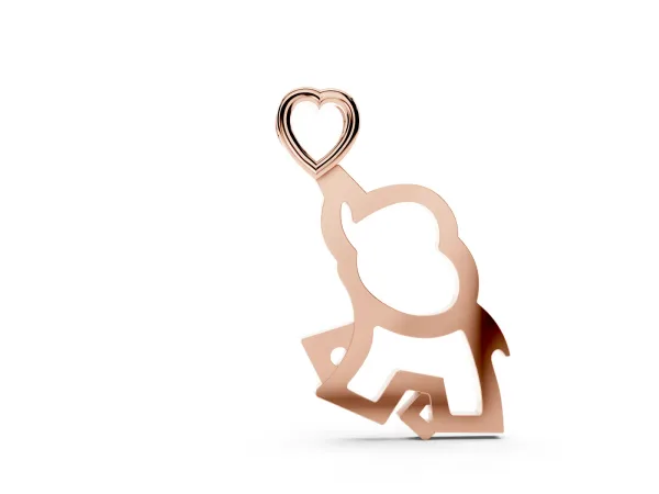 Silver Elephant Heart Pendant Rose gold