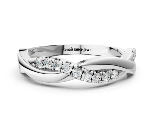 Twisted Pavé Round Diamond Infinity Band White gold