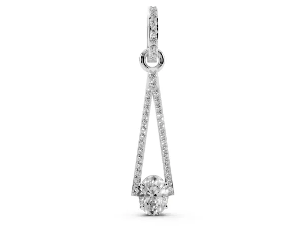 Round Diamond V-Prong Pavé Pendant White gold