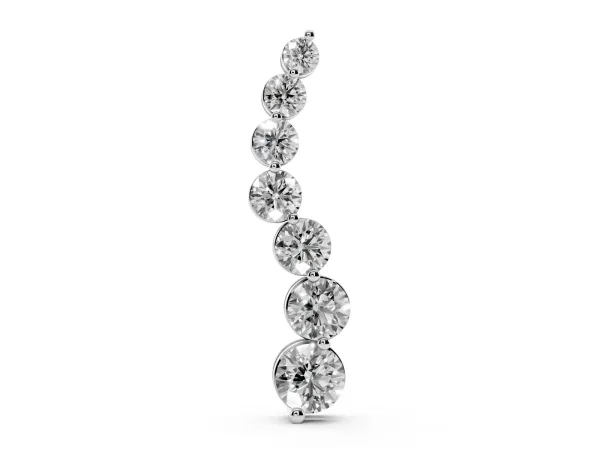 Graduated Round Prong-Set Diamond Pendant Silver