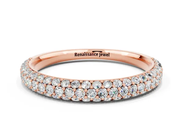 Round Moissanite Pavé Eternity Band with Shared Prong Setting Rose gold