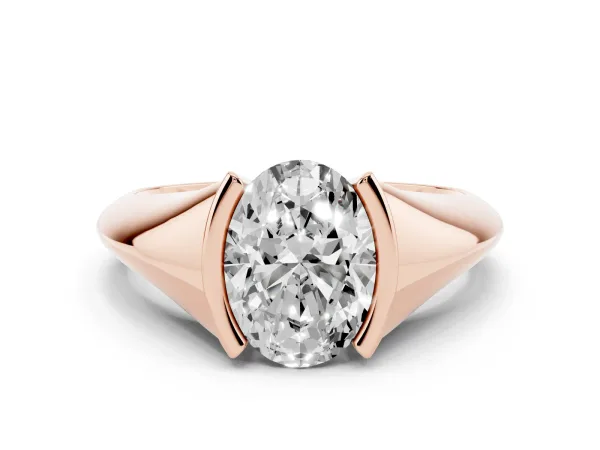 Oval Cut Solitaire Tension Set Diamond Ring Rose gold