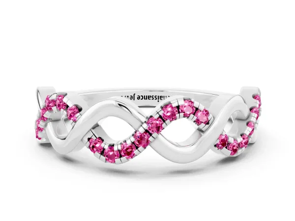 Twist Infinity Round Pink Sapphire Band with Pavé Setting Platinum
