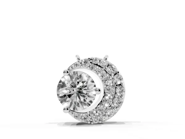 Round Prong-Set Diamond Pavé Pendant Silver
