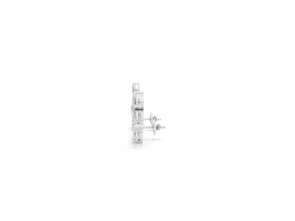 Pear Diamond Curved Cluster Climber Earrings White gold