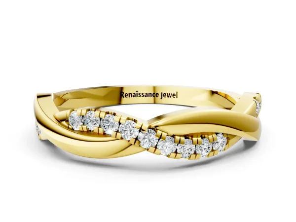Twisted Pavé Round Diamond Infinity Band Yellow gold