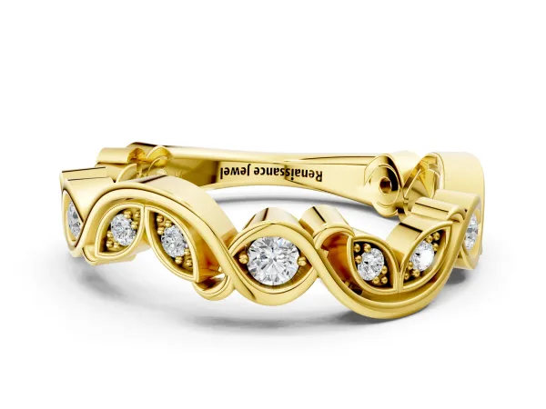 Marquise and Round Diamond Infinity Eternity Band with Bezel Setting Yellow gold