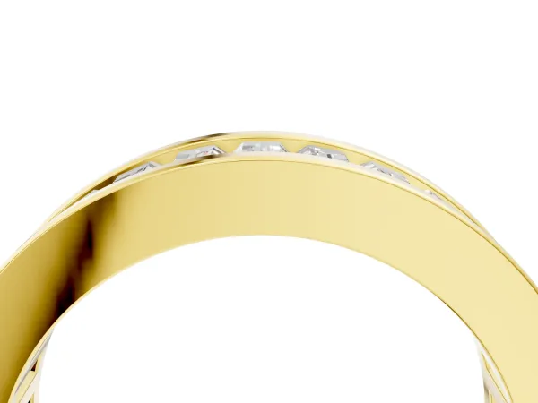 baguette Cut eternity band with channel set Yellow gold